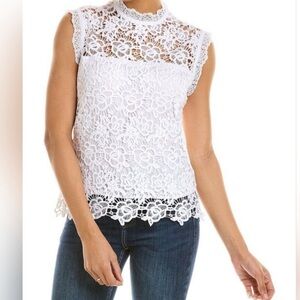 Nannette Lepore mock neck cream Lace Sleeveless Top